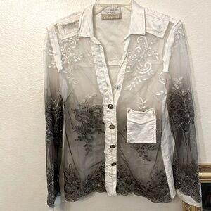 Elisa Cavaletti Sheer ombré blouse Italian  Sz M